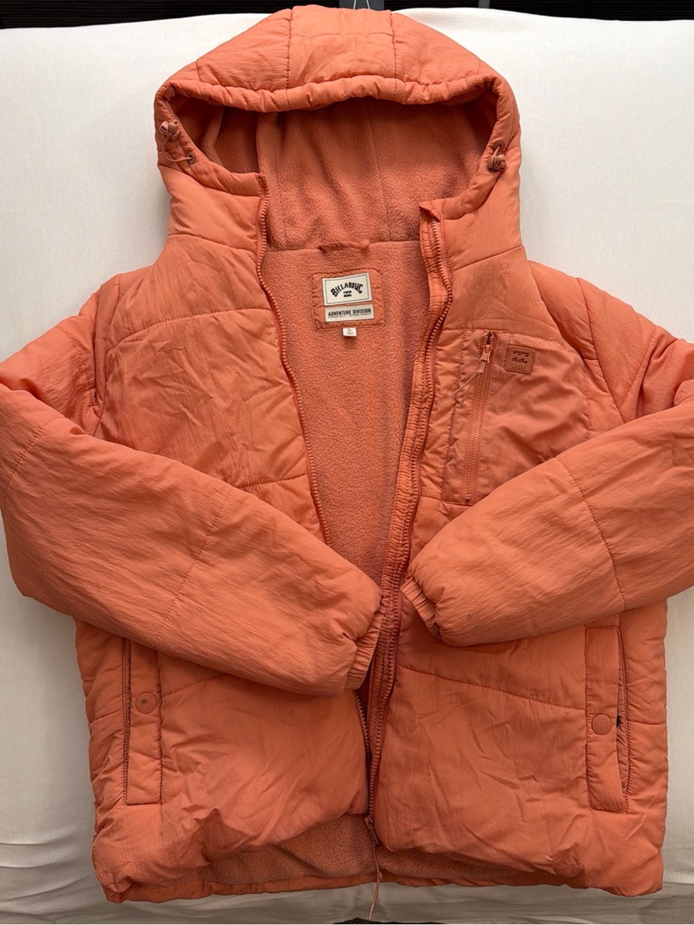 Billabong Coral Peach Fleece Hooded Jacket
